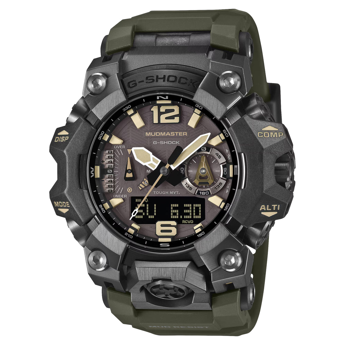 Casio G-Shock Mudmaster Tan Accents Green Compass Watch GWGB1000-1A3