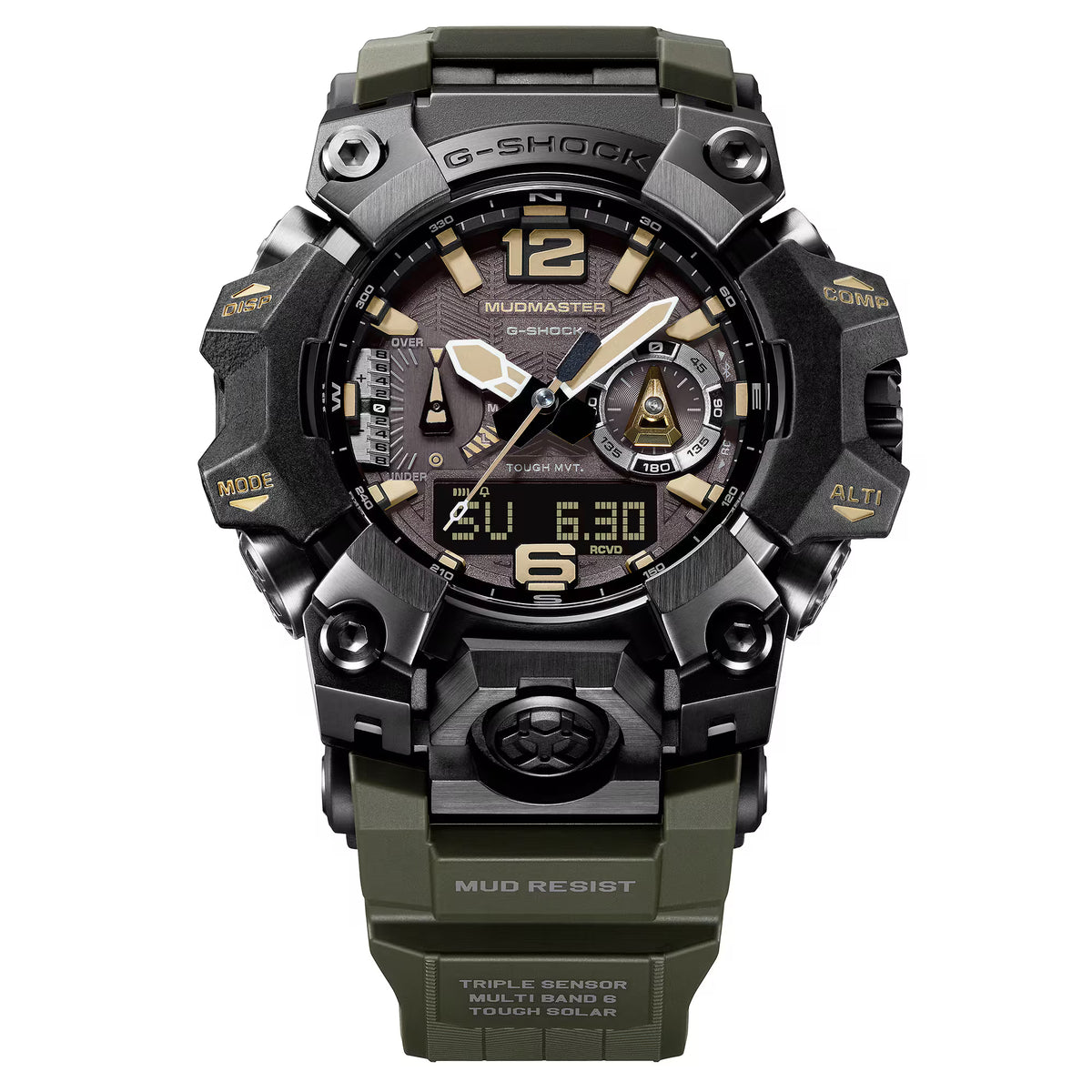 Casio G-Shock Mudmaster Tan Accents Green Compass Watch GWGB1000-1A3