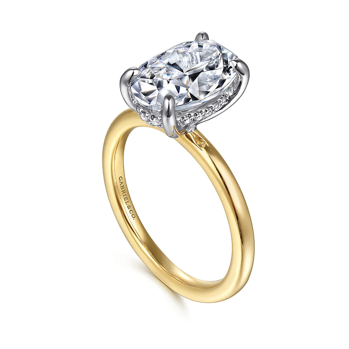 Gabriel & Co. 14K Gold Solitaire Engagement Ring - Oval Cut Diamond img2