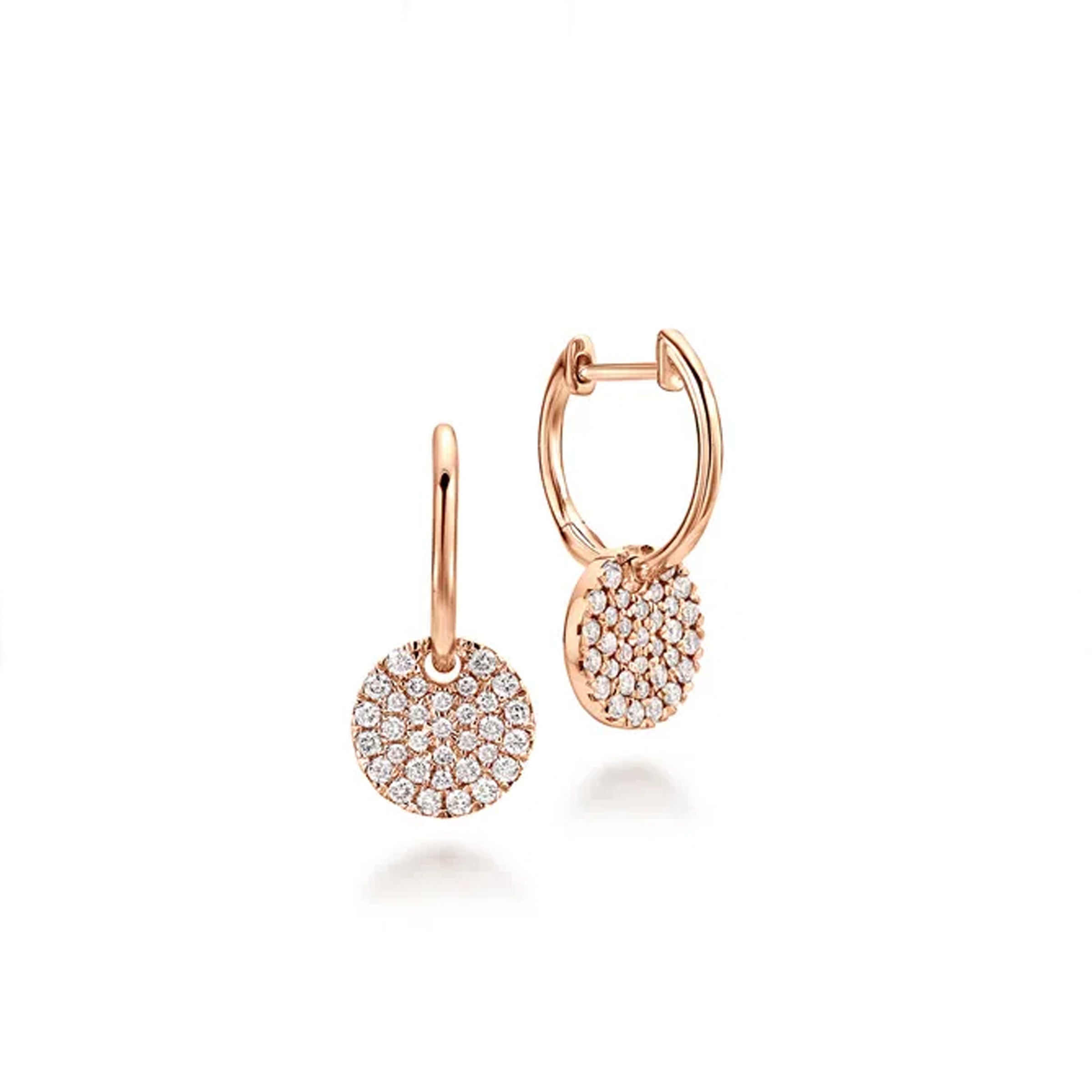 Gabriel & Co. 14K Rose Gold Diamond Pave Disc Drop Earrings
