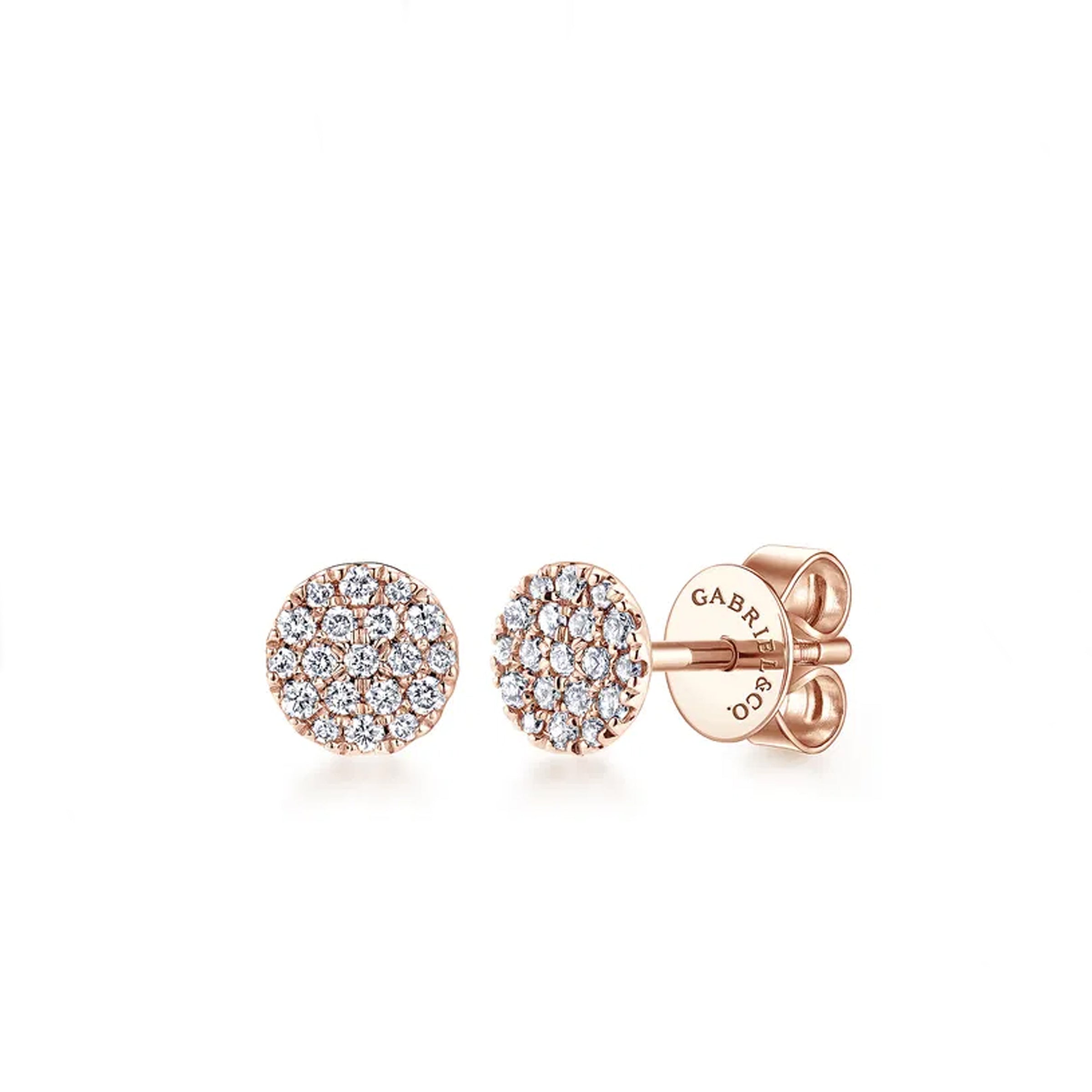Gabriel & Co. 14K Rose Gold Round Cluster Diamond Stud Earrings
