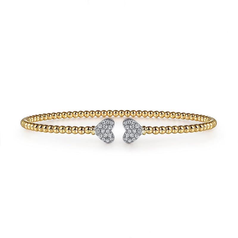 Gabriel & Co. 14K White-Yellow Gold Diamond Heart Cuff Bracelet