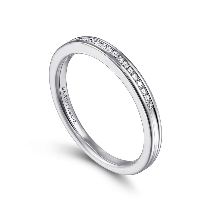 Gabriel & Co. 14K White Channel Set Wedding Band img1