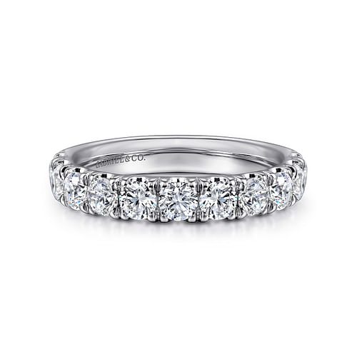 Gabriel & Co. 14K White French Pave Wedding Band img2
