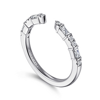 Gabriel & Co. 14K White Gold Baguette and Round Diamond Band - Baguette Round img1
