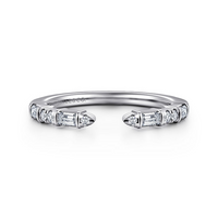 Gabriel & Co. 14K White Gold Baguette and Round Diamond Band - Baguette Round img2