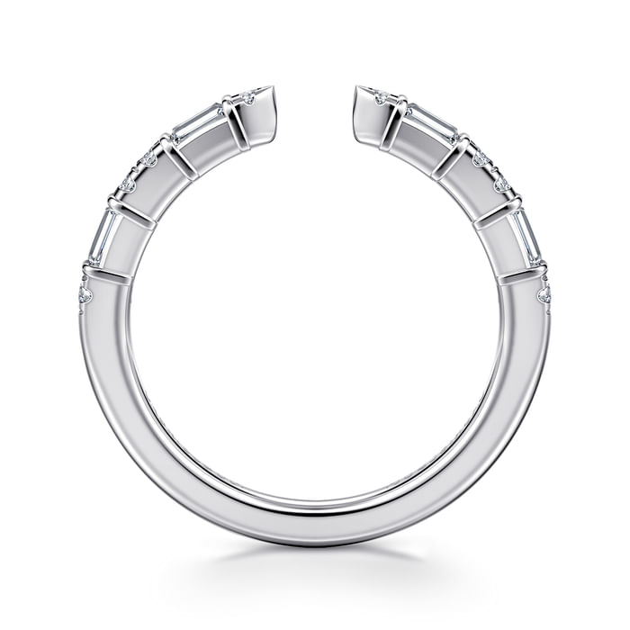 Gabriel & Co. 14K White Gold Baguette and Round Diamond Band - Baguette Round img3
