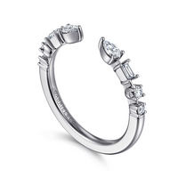 Gabriel & Co. 14K White Gold Baguette and Round Diamond Band - Marquise Baguette img1