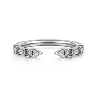 Gabriel & Co. 14K White Gold Baguette and Round Diamond Band - Marquise Baguette img2