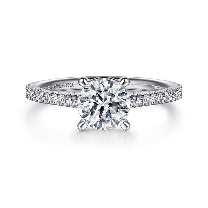 Gabriel & Co. 14K White Gold Cathedral Engagement Ring - Round Brilliant Cut Diamond img1