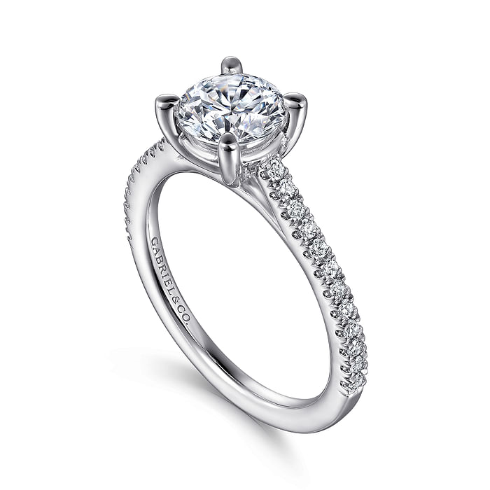 Gabriel & Co. 14K White Gold Cathedral Engagement Ring - Round Brilliant Cut Diamond img2