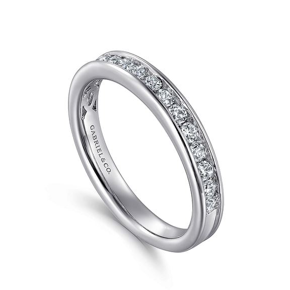 Gabriel & Co. 14K White Gold Channel Set Wedding Band - Full Channel img1