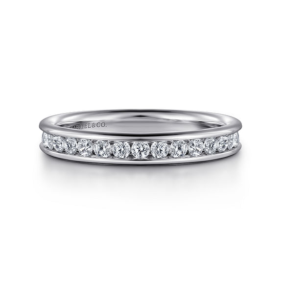 Gabriel & Co. 14K White Gold Channel Set Wedding Band - Full Channel img2