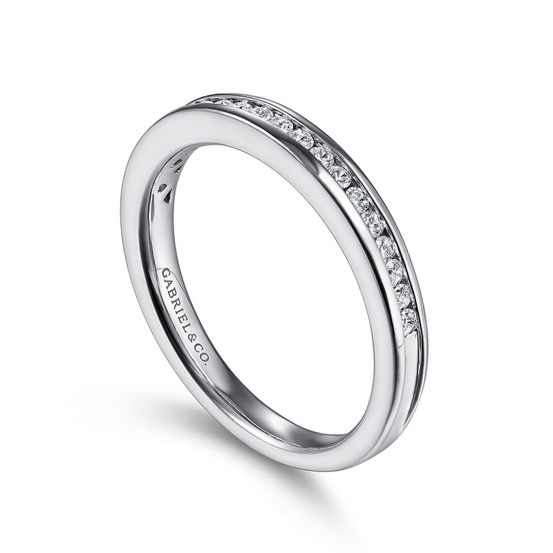 Gabriel & Co. 14K White Gold Channel Set Wedding Band - Slim Channel img1