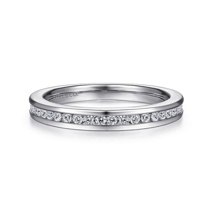 Gabriel & Co. 14K White Gold Channel Set Wedding Band - Slim Channel img2