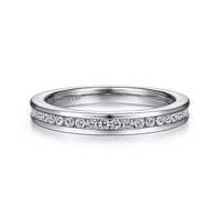 Gabriel & Co. 14K White Gold Channel Set Wedding Band - Slim Channel img2