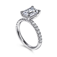Gabriel & Co. 14K White Gold Contemporary Engagement Ring - Emerald Cut img2