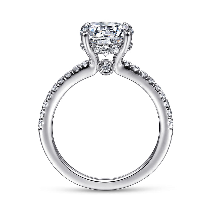 Gabriel & Co. 14K White Gold Contemporary Engagement Ring - Round Cut with Hidden Hallo img3