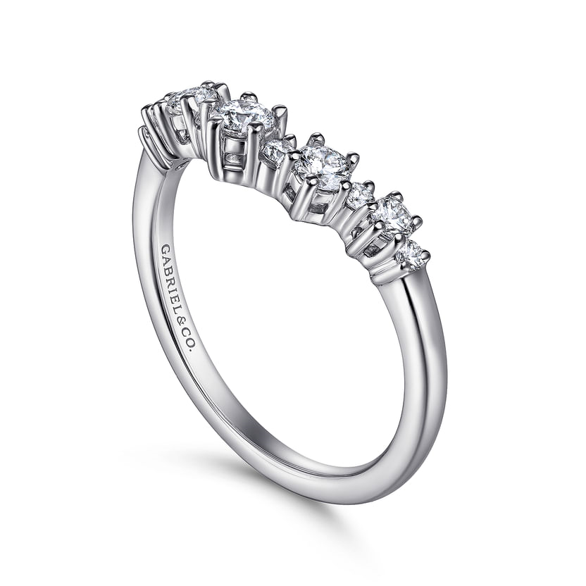 Gabriel & Co. 14K White Gold Curved Barletta Diamond Band img1