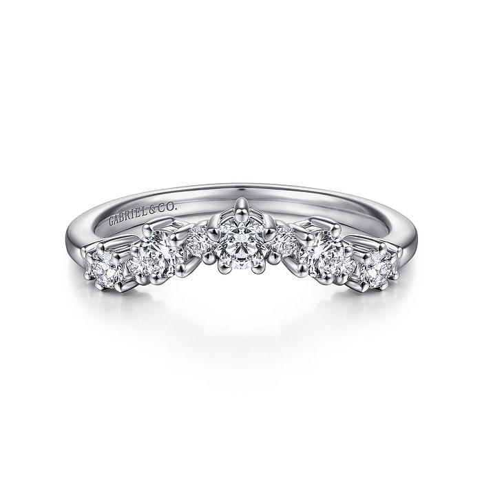 Gabriel & Co. 14K White Gold Curved Barletta Diamond Band img2