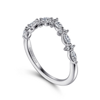 Gabriel & Co. 14K White Gold Curved Marquise and Round Diamond Band img1