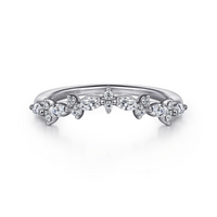 Gabriel & Co. 14K White Gold Curved Marquise and Round Diamond Band img2