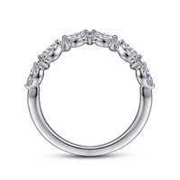 Gabriel & Co. 14K White Gold Curved Marquise and Round Diamond Band img3