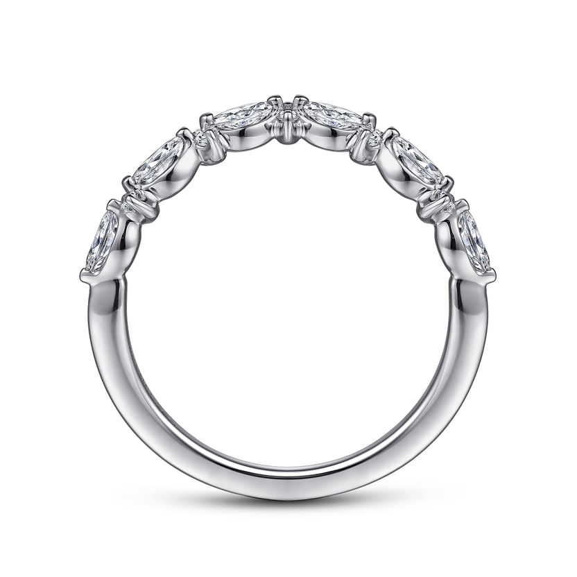 Gabriel & Co. 14K White Gold Curved Marquise and Round Diamond Band img3