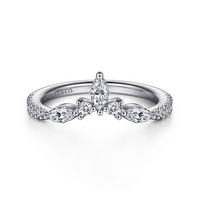Gabriel & Co. 14K White Gold Curved Wedding Band - Marquise Round img2