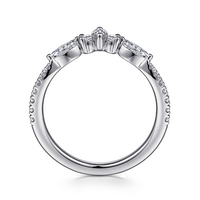 Gabriel & Co. 14K White Gold Curved Wedding Band - Marquise Round img3