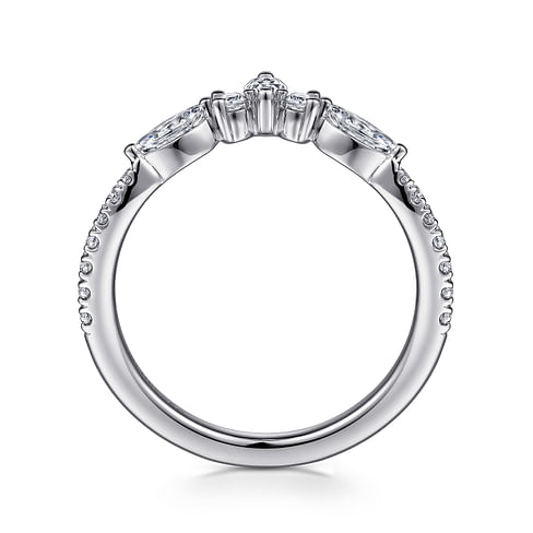 Gabriel & Co. 14K White Gold Curved Wedding Band - Marquise Round img3