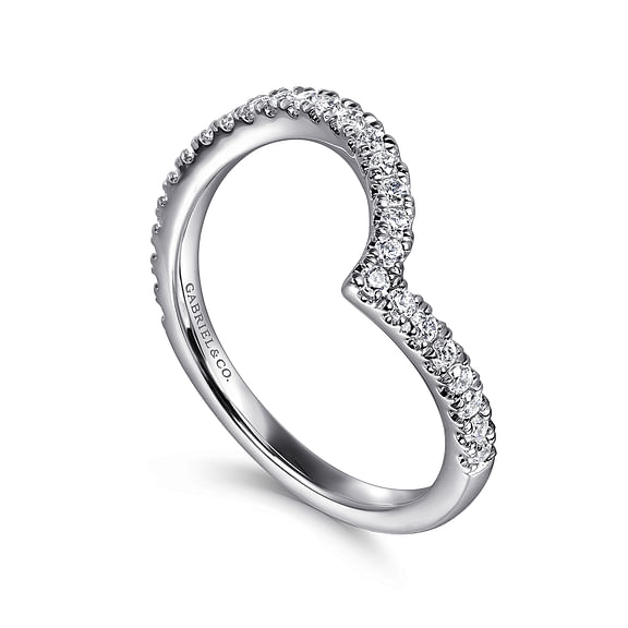 Gabriel & Co. 14K White Gold Curved Wedding Band - Round Brilliant img1