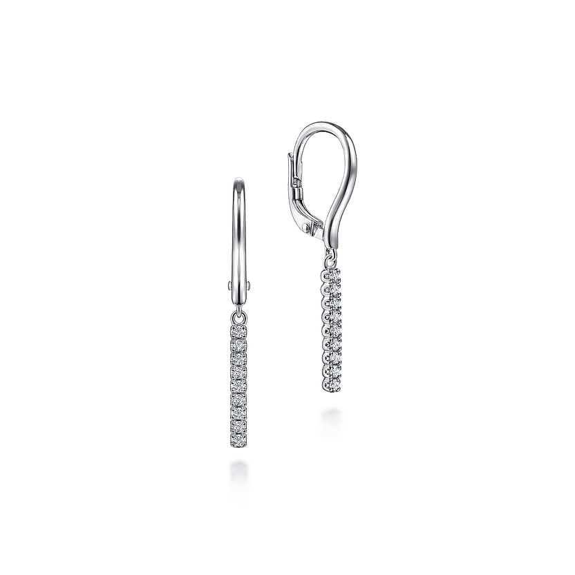 Gabriel & Co. 14K White Gold Diamond Bar Drop Leverback Earrings