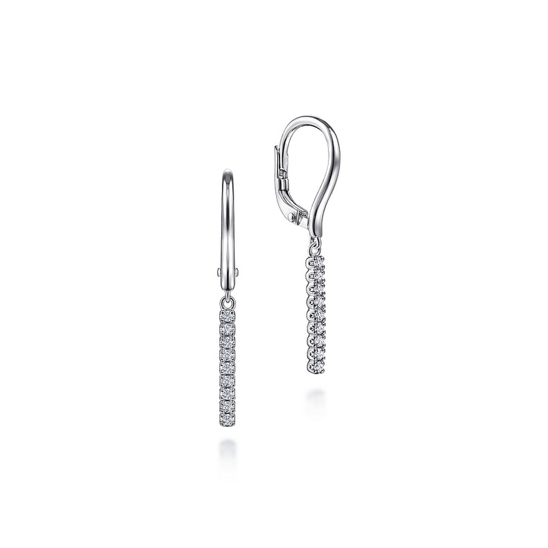 Gabriel & Co. 14K White Gold Diamond Bar Drop Leverback Earrings