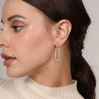 Gabriel & Co. 14K White Gold Diamond Link Chain Drop Earrings img2