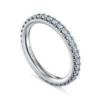 Gabriel & Co. 14K White Gold French Pave Wedding Band - Eternity Band img1