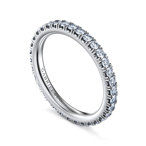 Gabriel & Co. 14K White Gold French Pave Wedding Band - Eternity Band img1