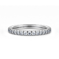 Gabriel & Co. 14K White Gold French Pave Wedding Band - Eternity Band img2
