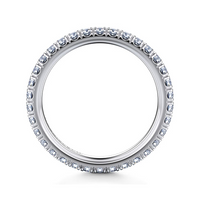 Gabriel & Co. 14K White Gold French Pave Wedding Band - Eternity Band img3
