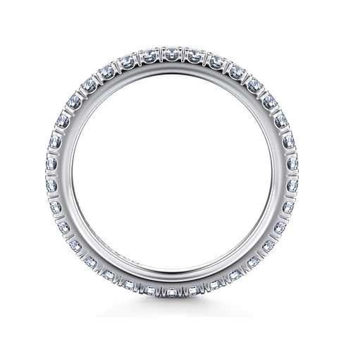 Gabriel & Co. 14K White Gold French Pave Wedding Band - Eternity Band img3