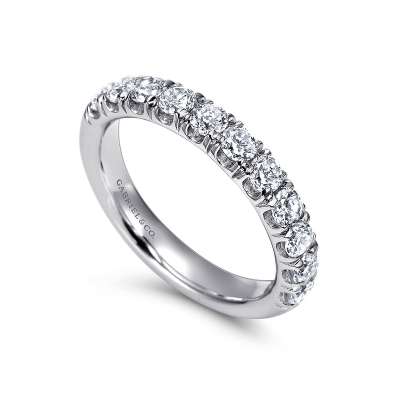 Gabriel & Co. 14K White Gold French Pave Wedding Band - French Set img1