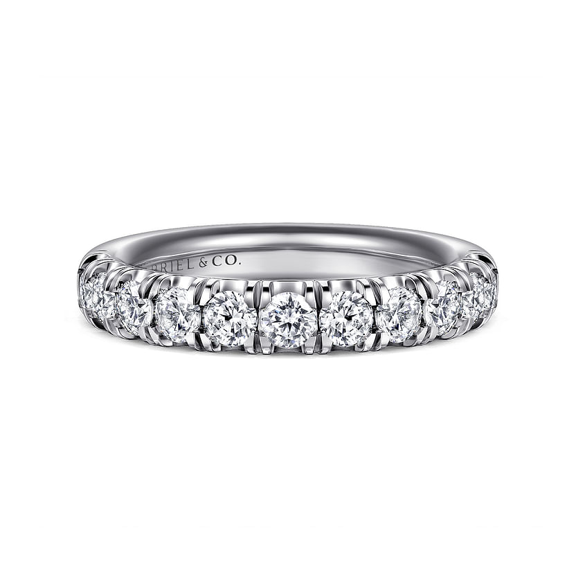 Gabriel & Co. 14K White Gold French Pave Wedding Band - French Set img2