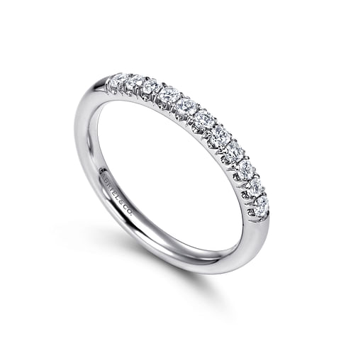 Gabriel & Co. 14K White Gold French Pave Wedding Band - Micro Pavé img1
