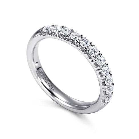 Gabriel & Co. 14K White Gold French Pave Wedding Band - Petite Pavé img1