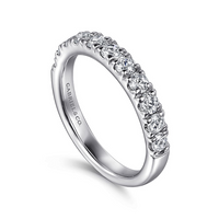 Gabriel & Co. 14K White Gold French Pave Wedding Band - Round Brilliant img1
