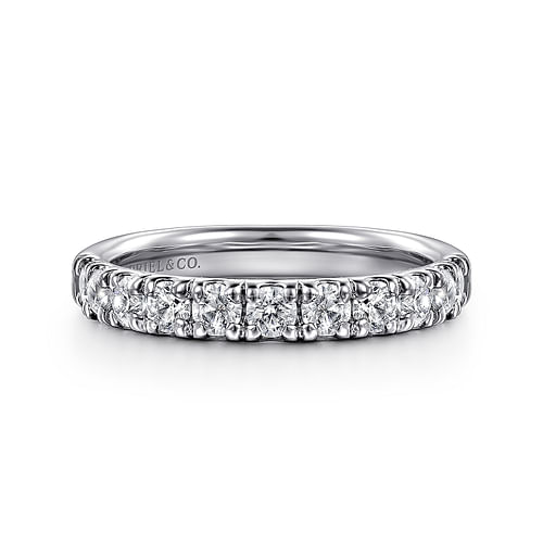 Gabriel & Co. 14K White Gold French Pave Wedding Band - Round Brilliant img2