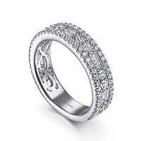 Gabriel & Co. 14K White Gold Halfway Wedding Band img1