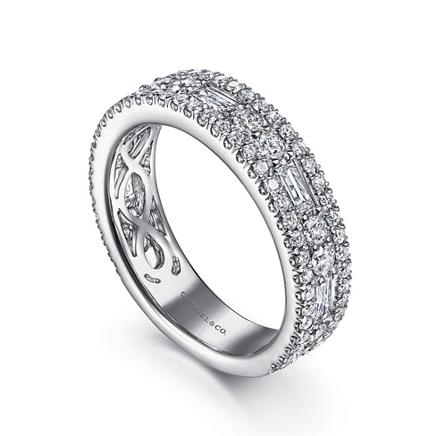 Gabriel & Co. 14K White Gold Halfway Wedding Band img1