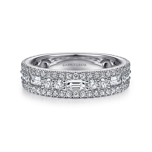 Gabriel & Co. 14K White Gold Halfway Wedding Band img2