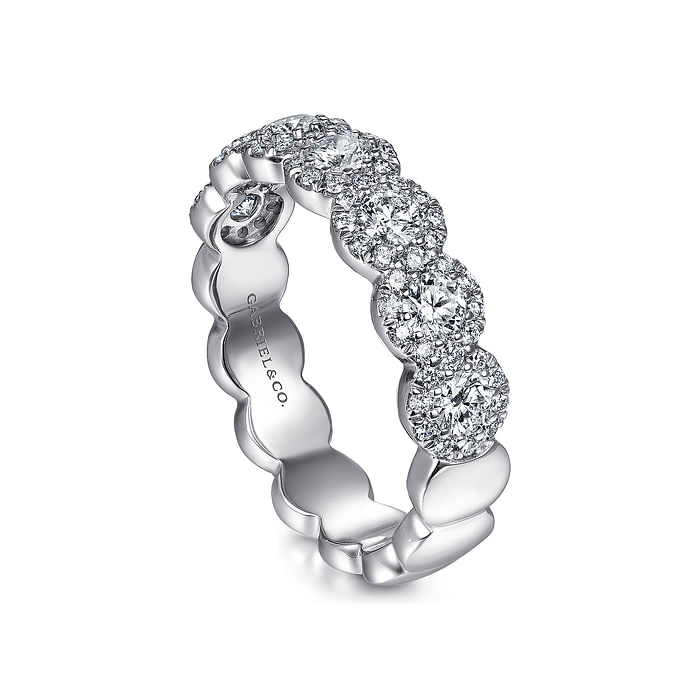 Gabriel & Co. 14K White Gold Halo Wedding Band - Floral Halo img1